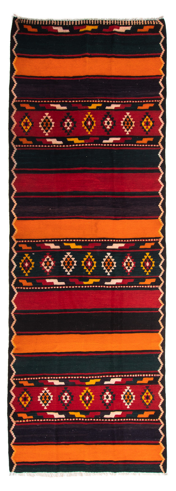 Tappeto corsia Tappeto Kelim - Vecchio - 340 x 140 cm - multicolore