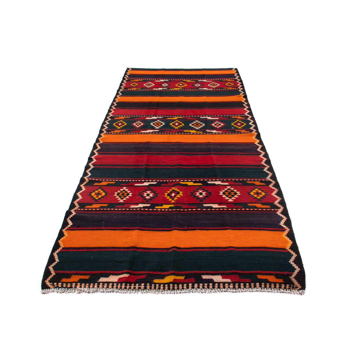 Tappeto corsia Tappeto Kelim - Vecchio - 340 x 140 cm - multicolore