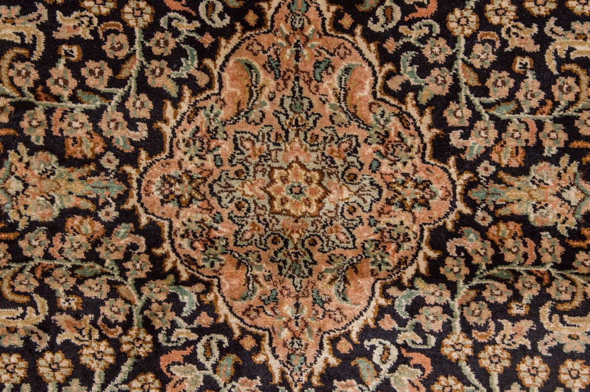 Tappeto di seta - Seta del Kashmir - 153 x 93 cm - blu scuro