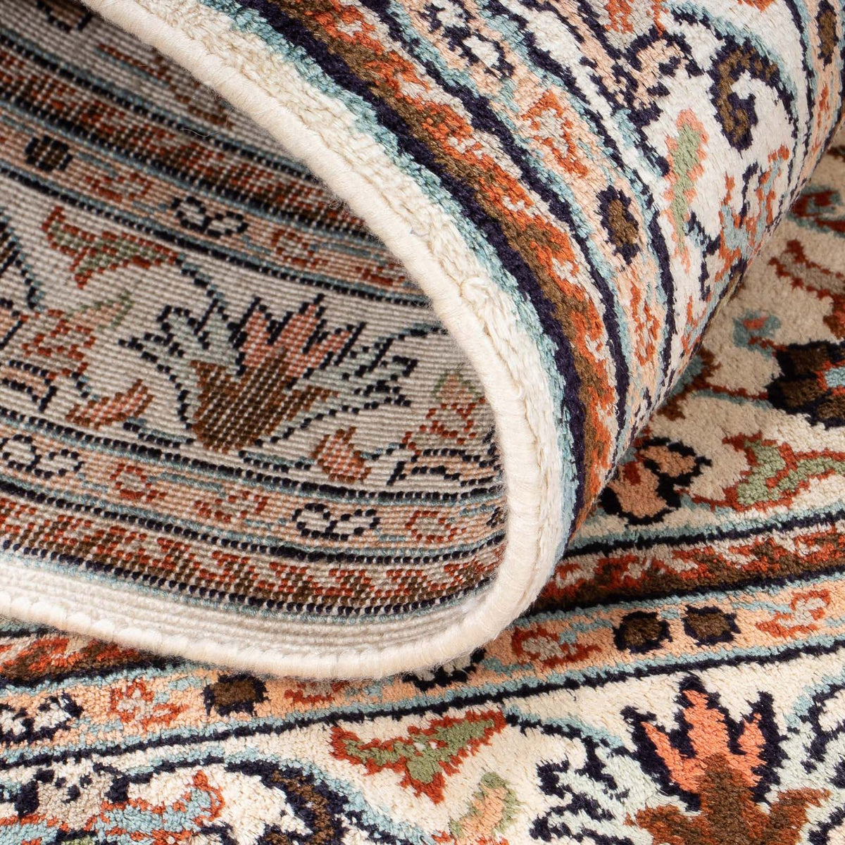 Tappeto di seta - Seta del Kashmir - 125 x 78 cm - crema