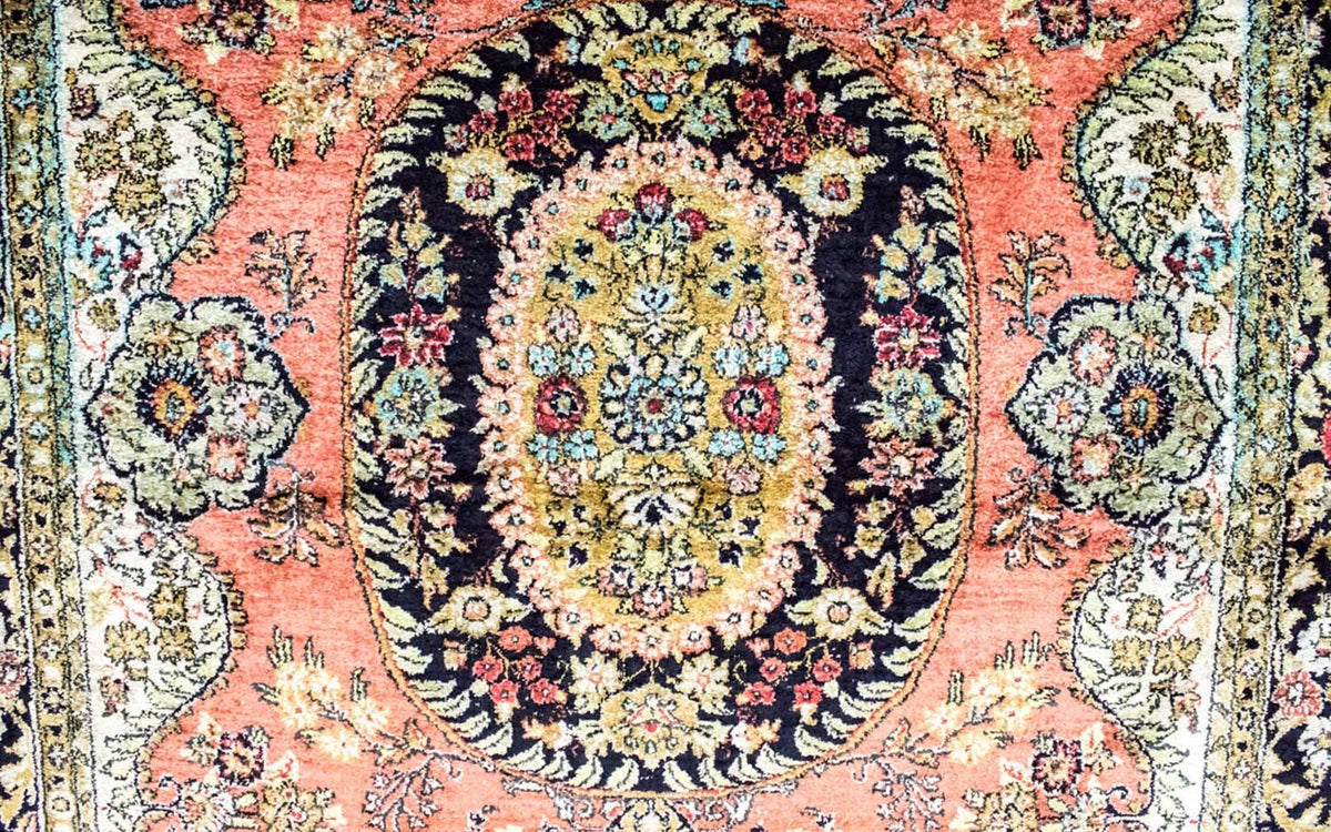 Tappeto di seta - Kayseri - 155 x 110 cm - ruggine
