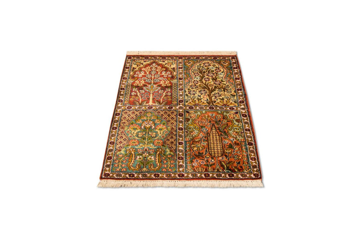 Tappeto di seta - Seta del Kashmir - 91 x 65 cm - multicolore