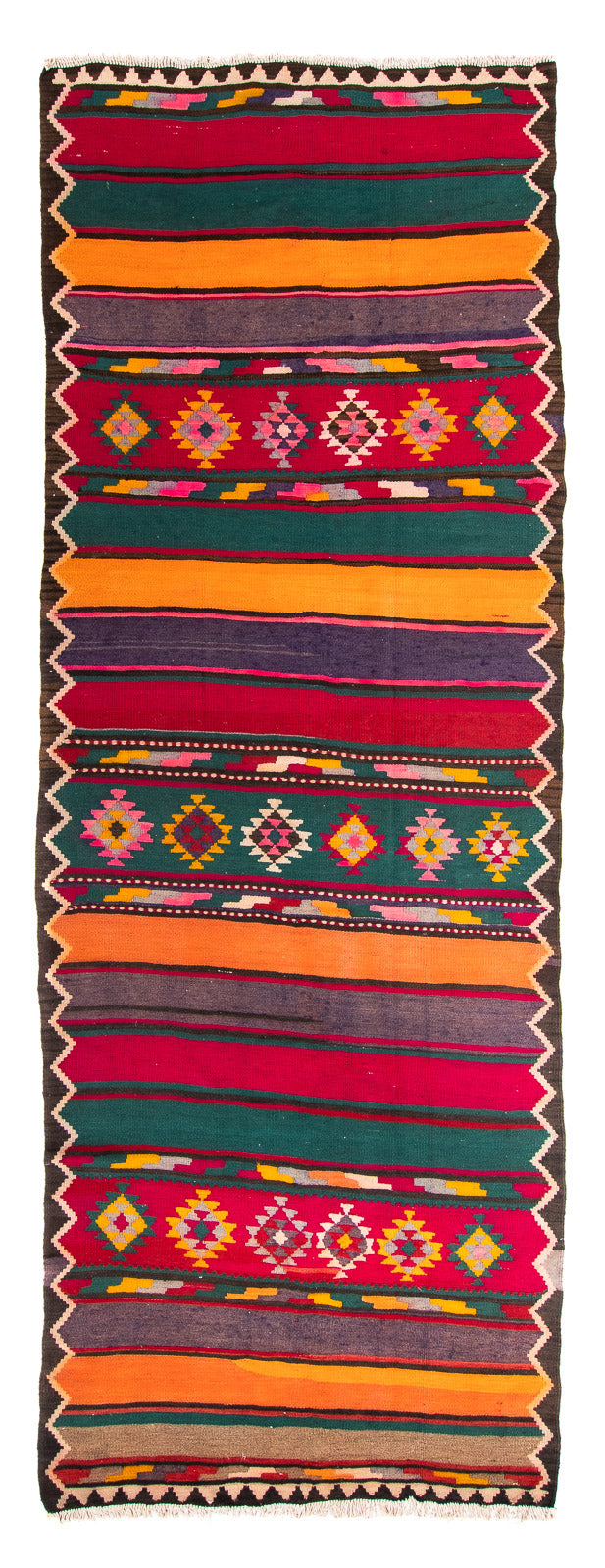 Tappeto corsia Tappeto Kelim - Vecchio - 365 x 130 cm - multicolore