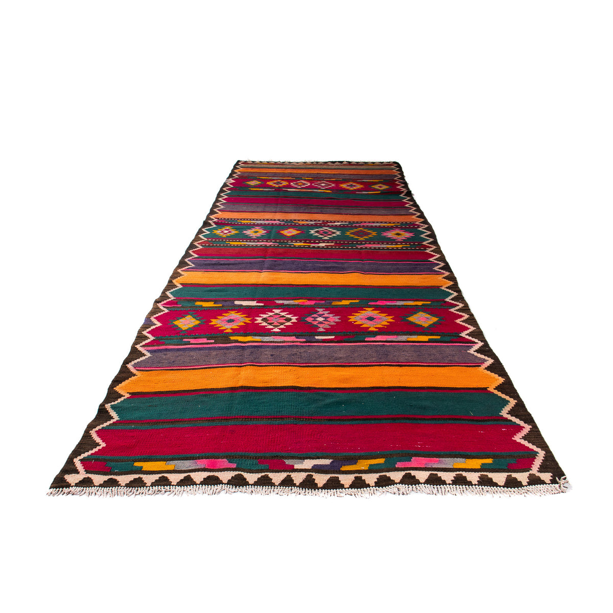 Tappeto corsia Tappeto Kelim - Vecchio - 365 x 130 cm - multicolore