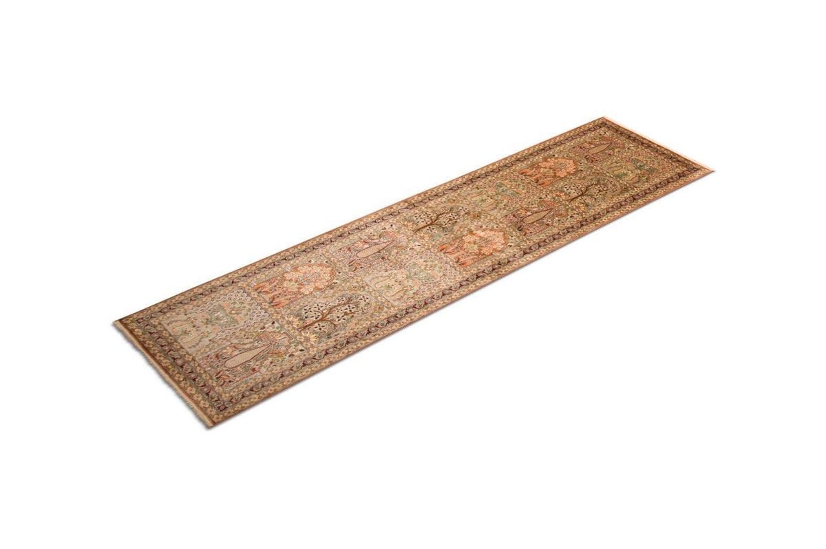 Tappeto corsia Tappeto di seta - Seta del Kashmir - 305 x 80 cm - multicolore
