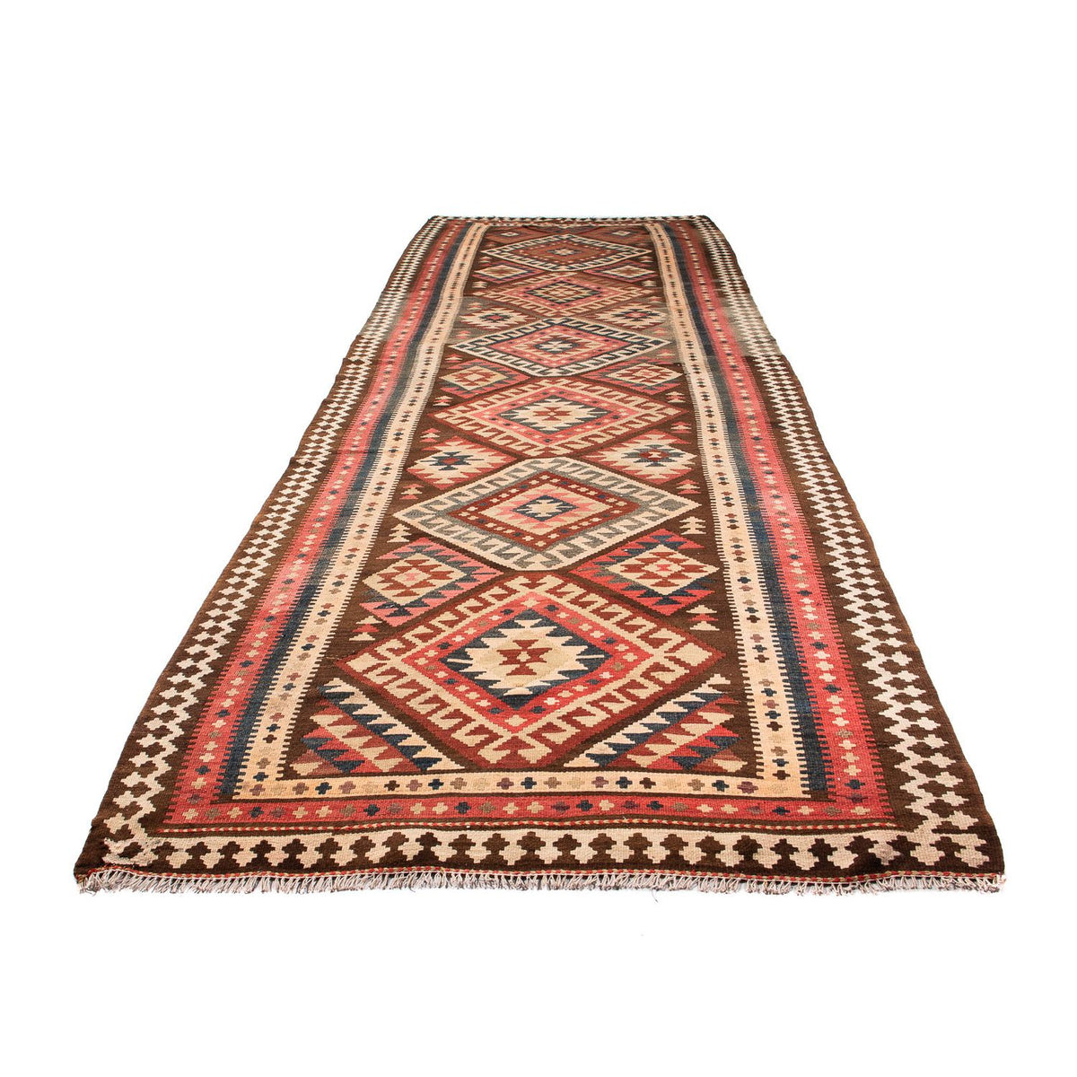 Tappeto corsia Tappeto Kelim - Vecchio - 402 x 135 cm - multicolore