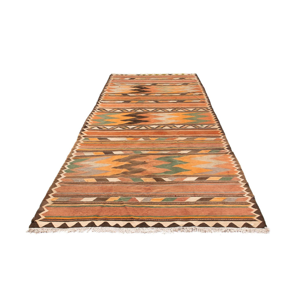 Tappeto corsia Tappeto Kelim - Vecchio - 340 x 160 cm - multicolore