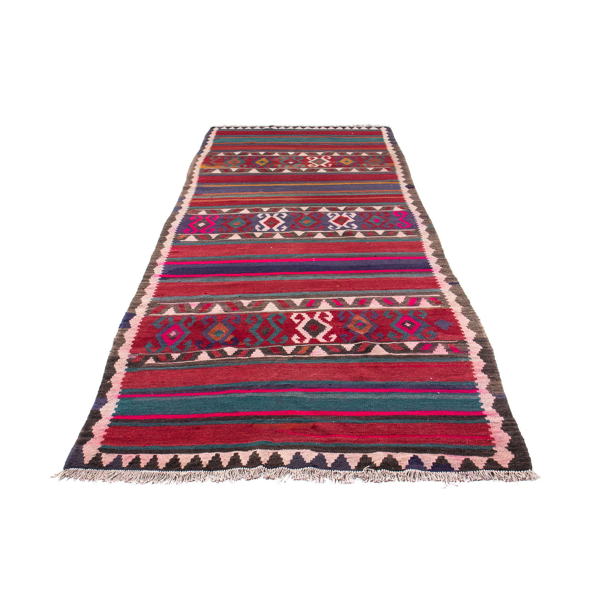 Tappeto corsia Tappeto Kelim - Vecchio - 370 x 140 cm - multicolore