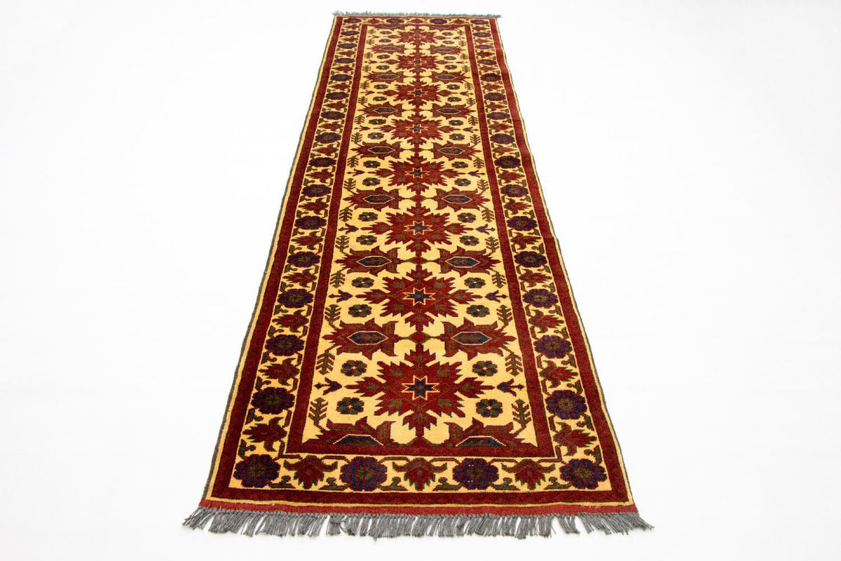 Tappeto corsia Tappeto afgano - Hatschlu - 304 x 80 cm - rosso