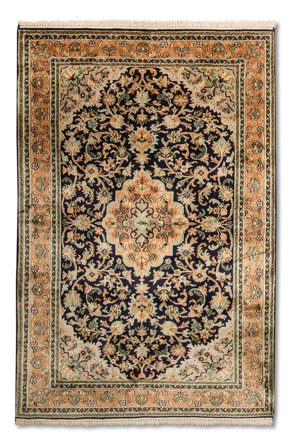 Tappeto di seta - Seta del Kashmir - 156 x 95 cm - blu scuro