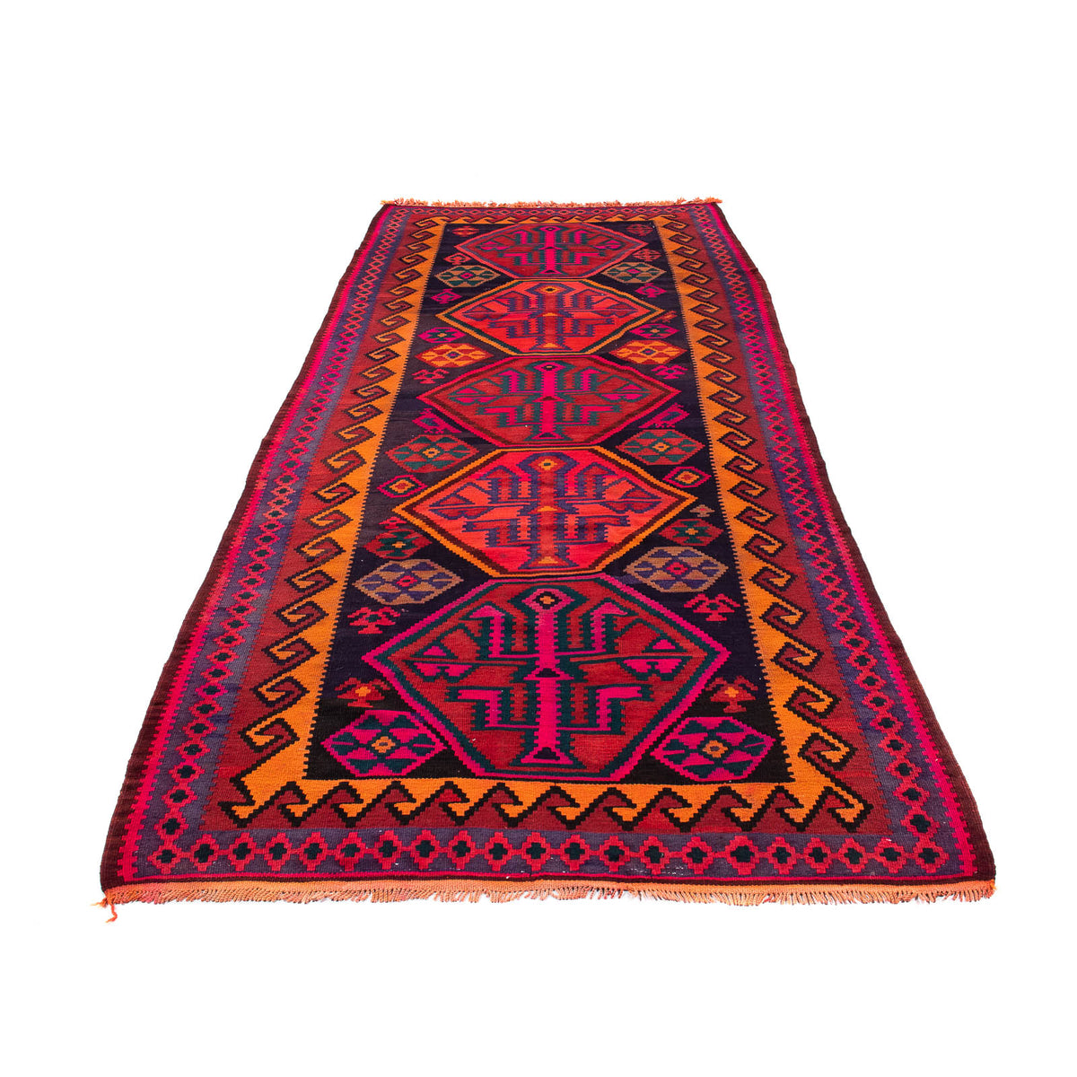 Tappeto corsia Tappeto Kelim - Vecchio - 345 x 150 cm - multicolore