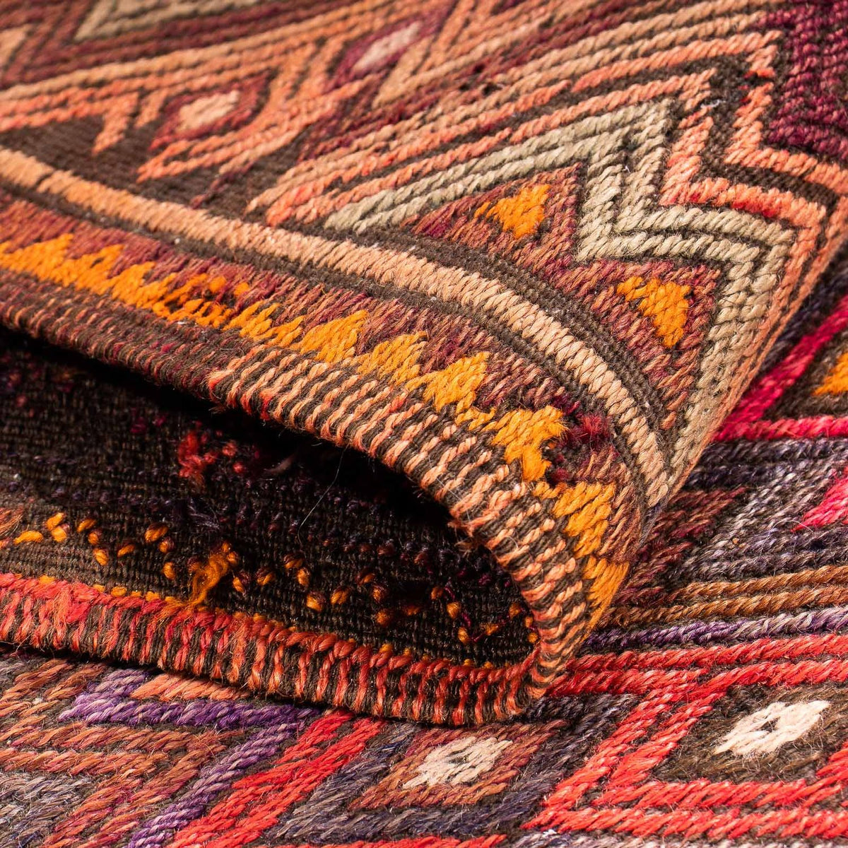 Tappeto corsia Tappeto Kelim - Vecchio - 400 x 75 cm - multicolore