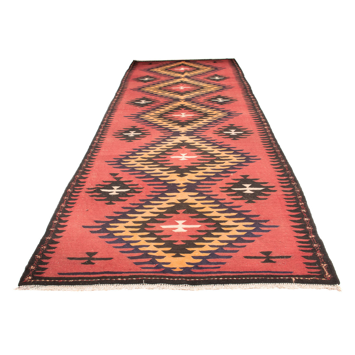Tappeto corsia Tappeto Kelim - Vecchio - 435 x 150 cm - rosso chiaro