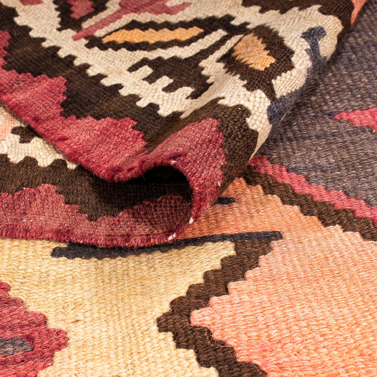 Tappeto corsia Tappeto Kelim - Vecchio - 265 x 140 cm - multicolore