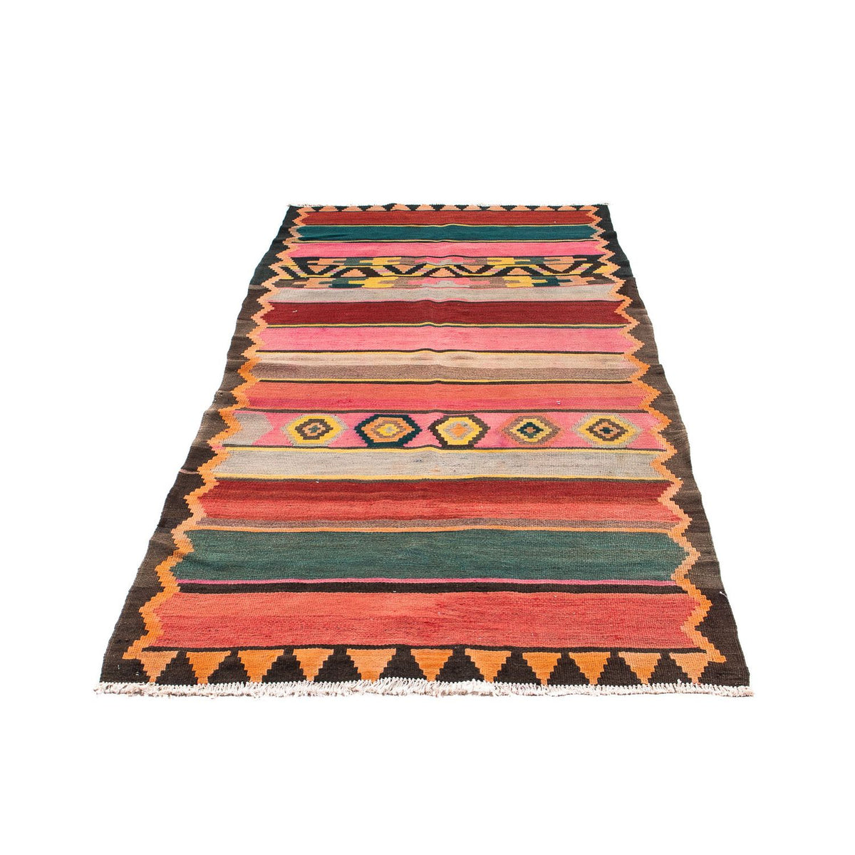 Tappeto corsia Tappeto Kelim - Vecchio - 250 x 120 cm - multicolore