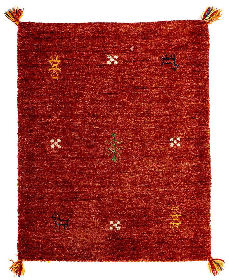 Tappeto Gabbeh - Indus - 90 x 60 cm - rosso scuro