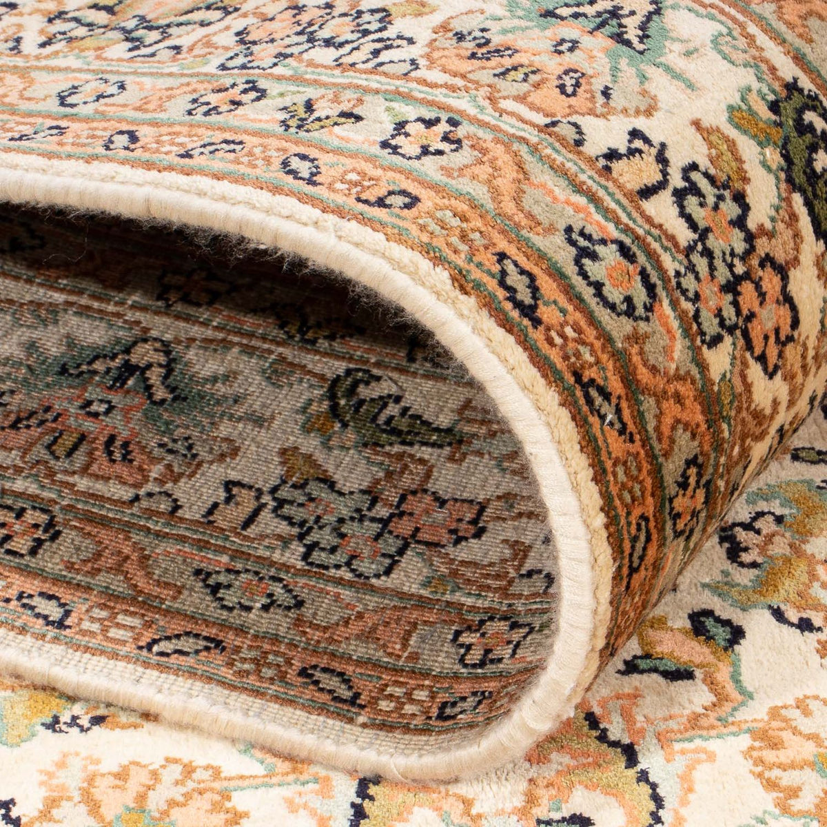 Tappeto di seta - Seta del Kashmir - 150 x 96 cm - crema