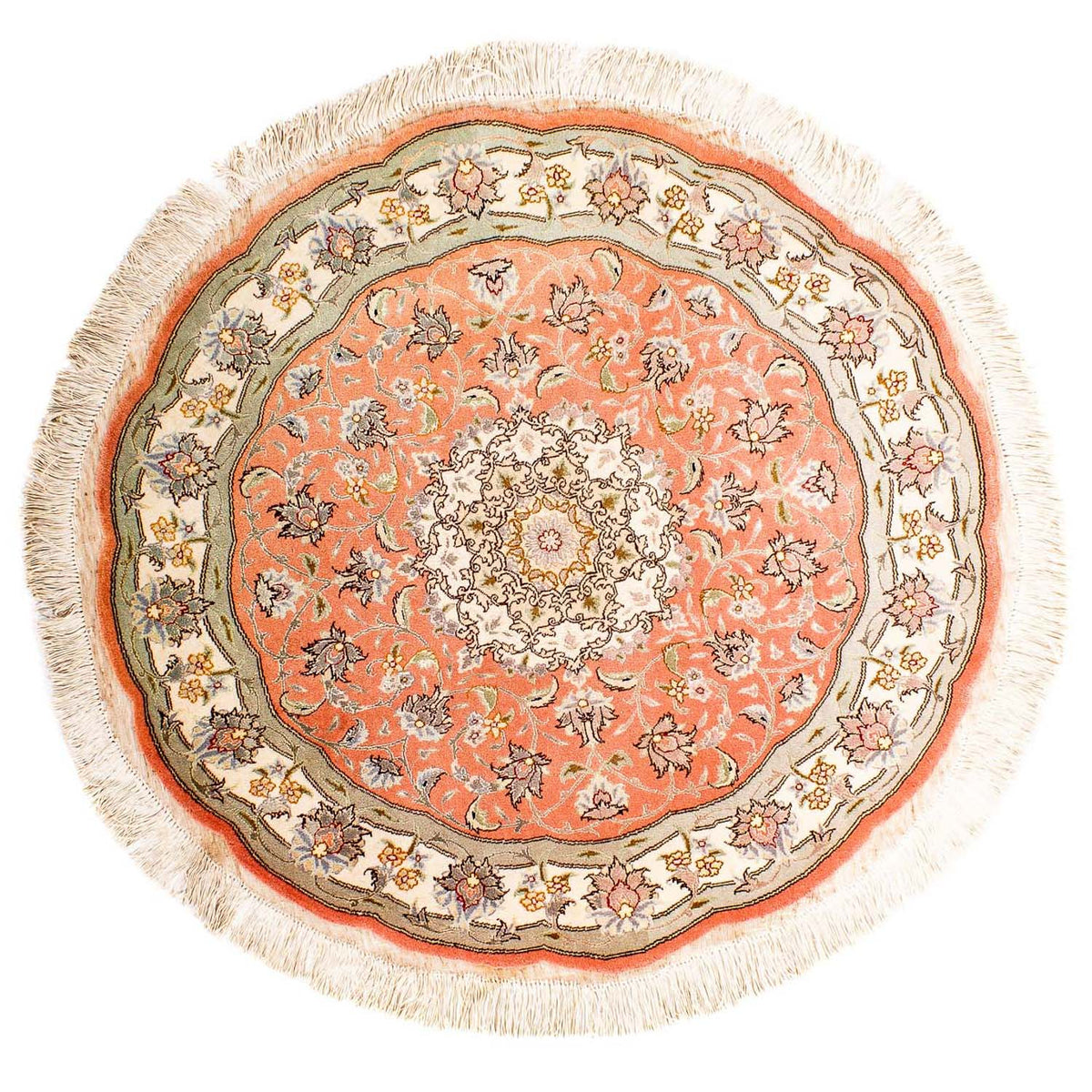 Tappeto Persero - Tabriz - Reale rotondo - 102 x 102 cm - rosso chiaro