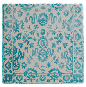 Tappeto in viscosa quadrato  - 70 x 70 cm - turchese