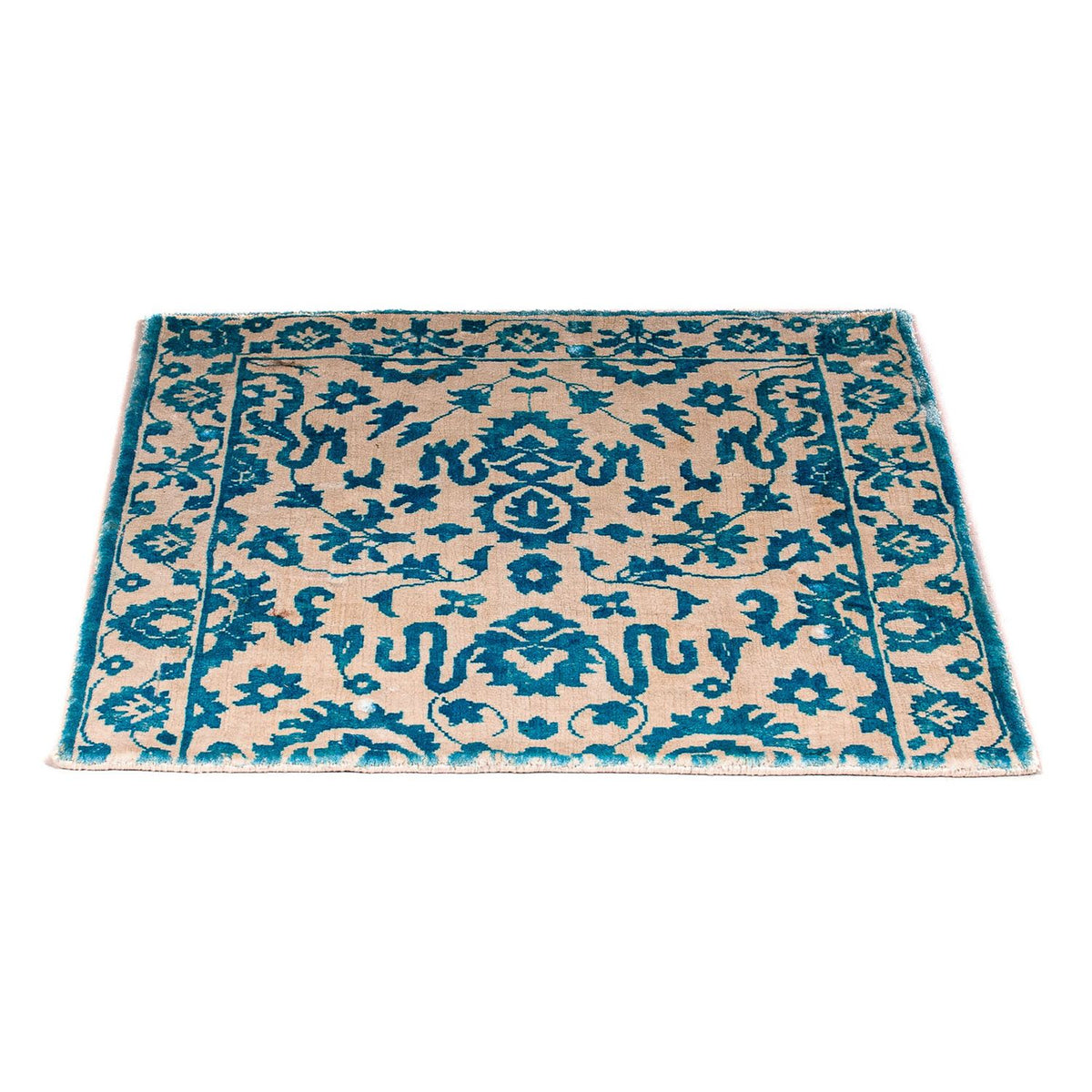 Tappeto in viscosa quadrato - 70 x 70 cm - turchese