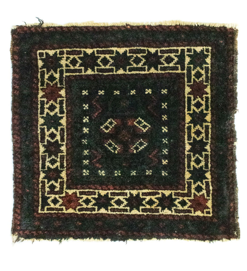 Tappeto afgano quadrato  - 35 x 33 cm - blu