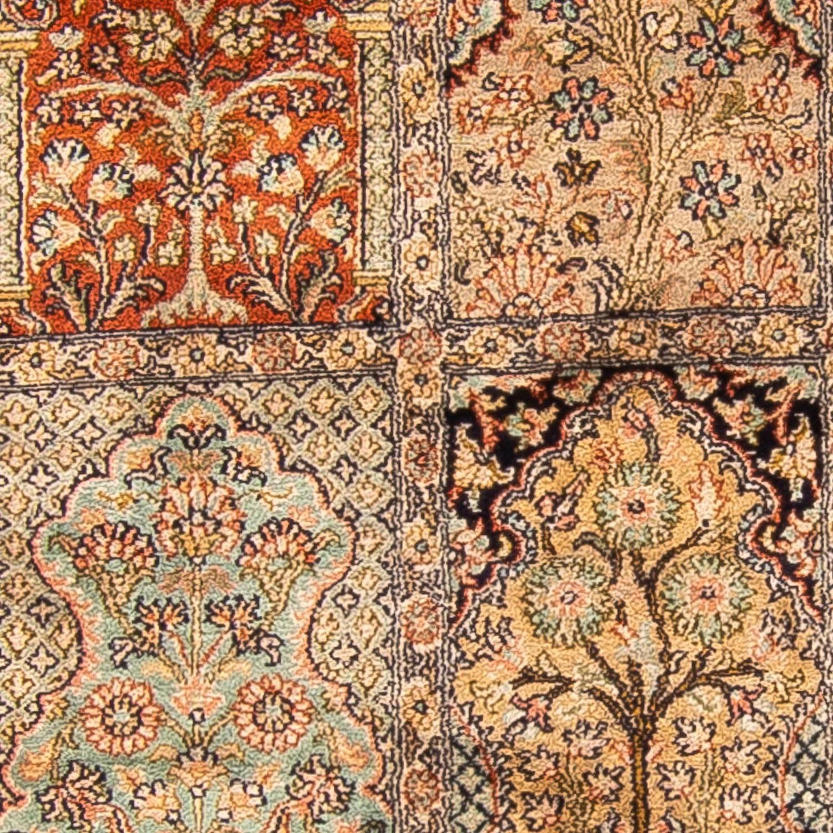 Tappeto corsia Tappeto di seta - Seta del Kashmir - 310 x 94 cm - multicolore