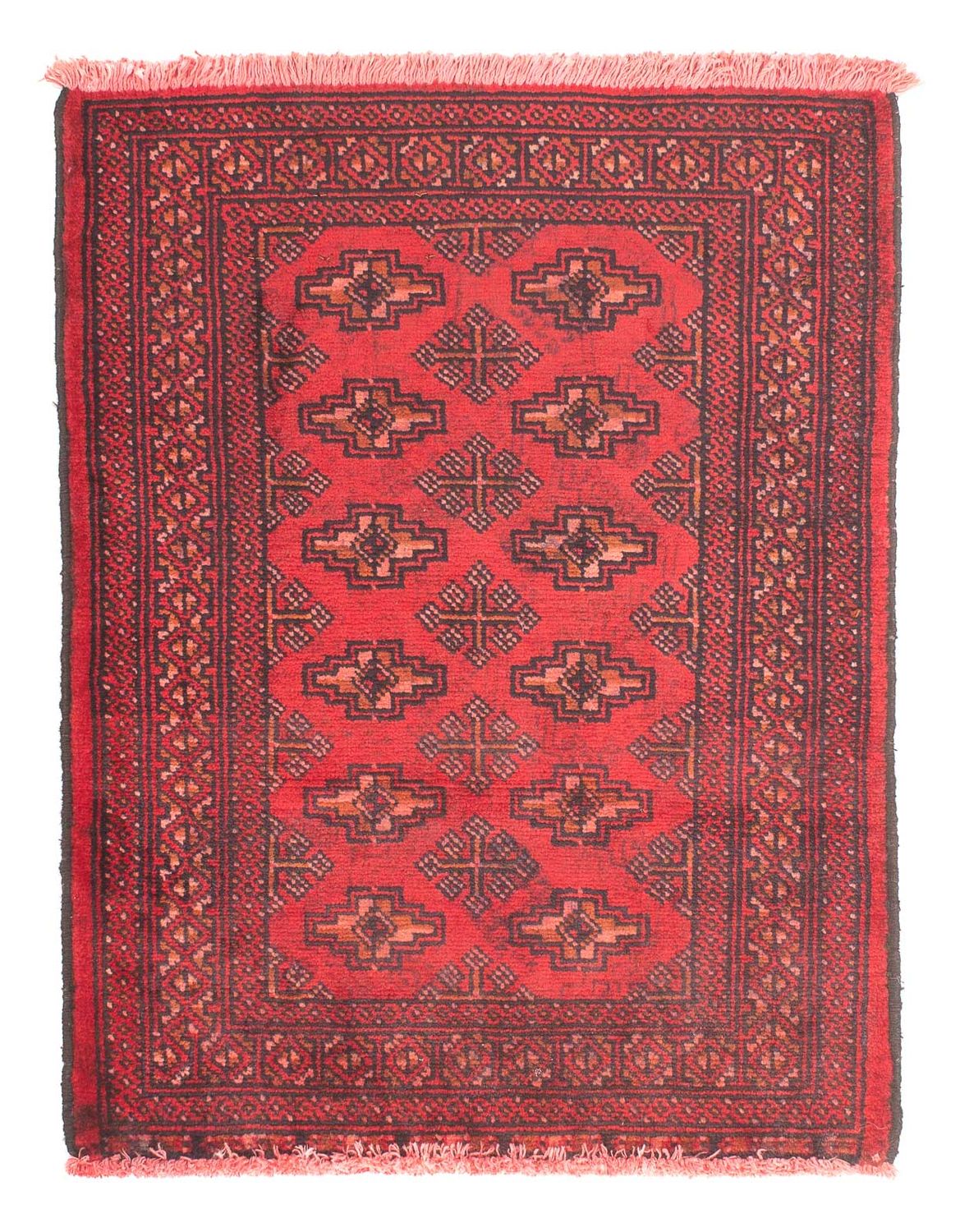 Tappeto Turkaman - 83 x 62 cm - rosso scuro