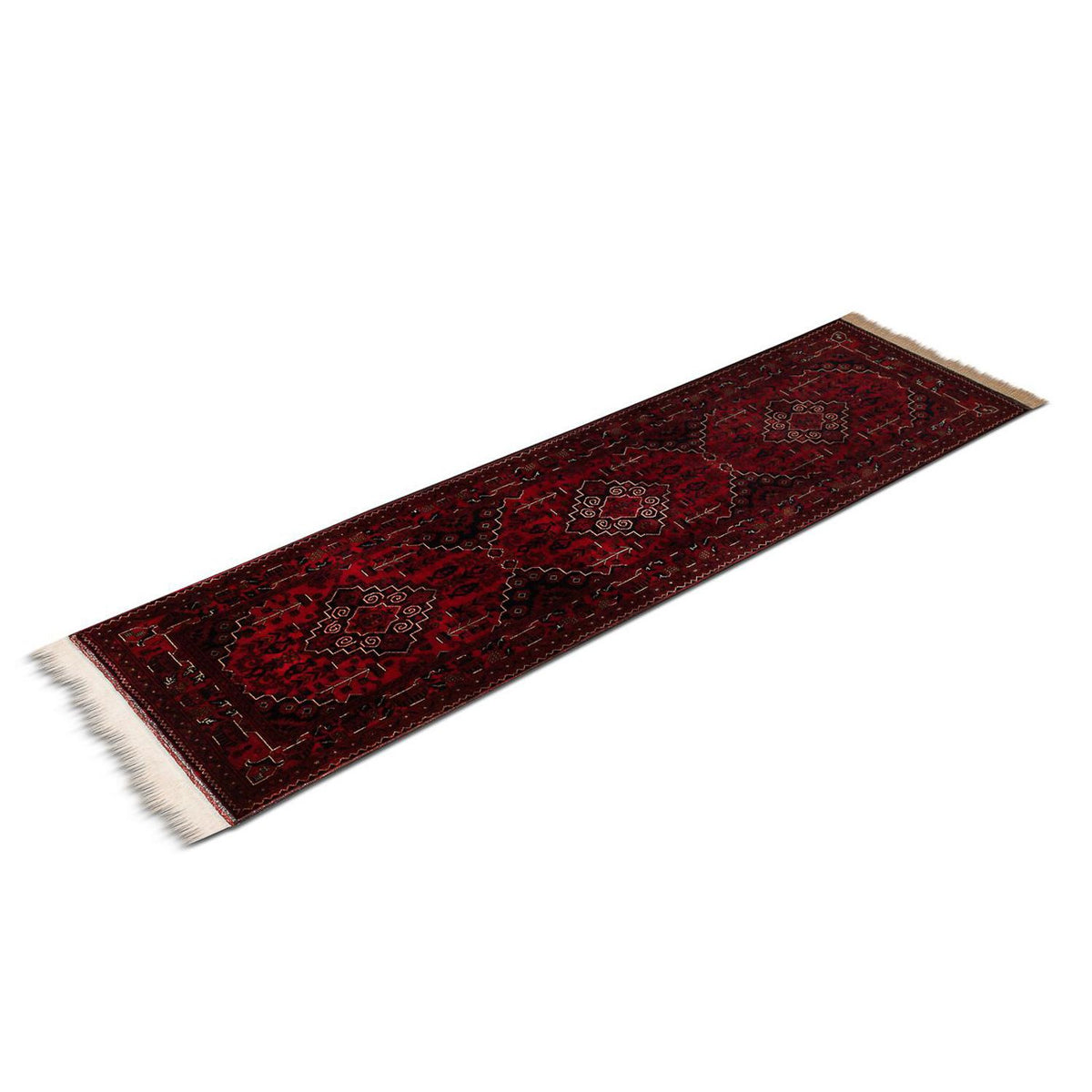 Tappeto corsia Tappeto afgano - Kunduz - 286 x 81 cm - rosso