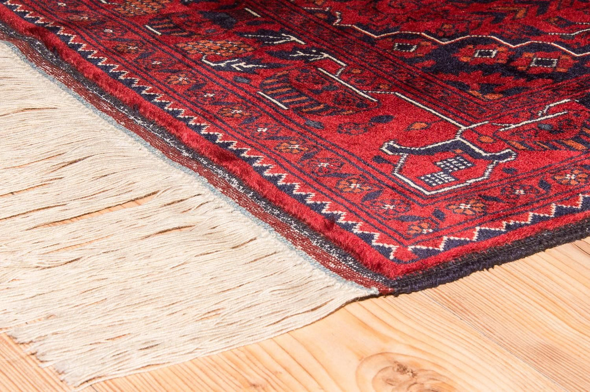 Tappeto corsia Tappeto afgano - Kunduz - 286 x 81 cm - rosso
