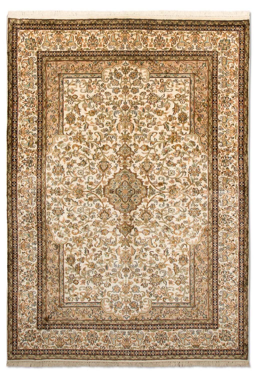 Tappeto di seta - Seta del Kashmir - 186 x 126 cm - beige