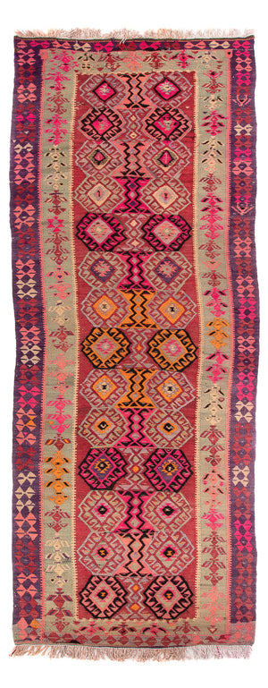 Tappeto corsia Tappeto Kelim - Vecchio - 374 x 129 cm - multicolore