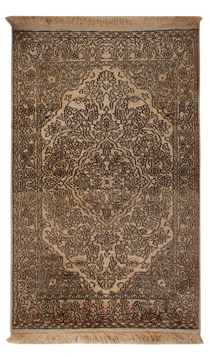 Tappeto di seta - Seta del Kashmir - 103 x 60 cm - beige