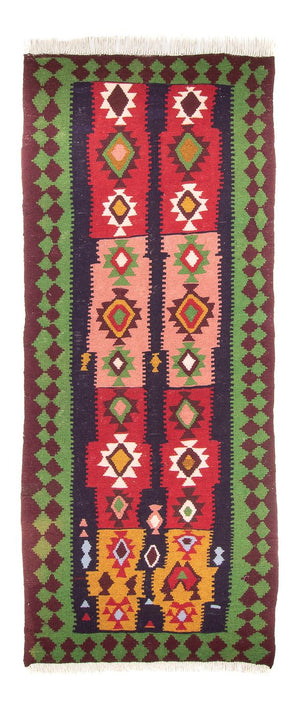 Tappeto corsia Tappeto Kelim - Vecchio - 275 x 110 cm - multicolore