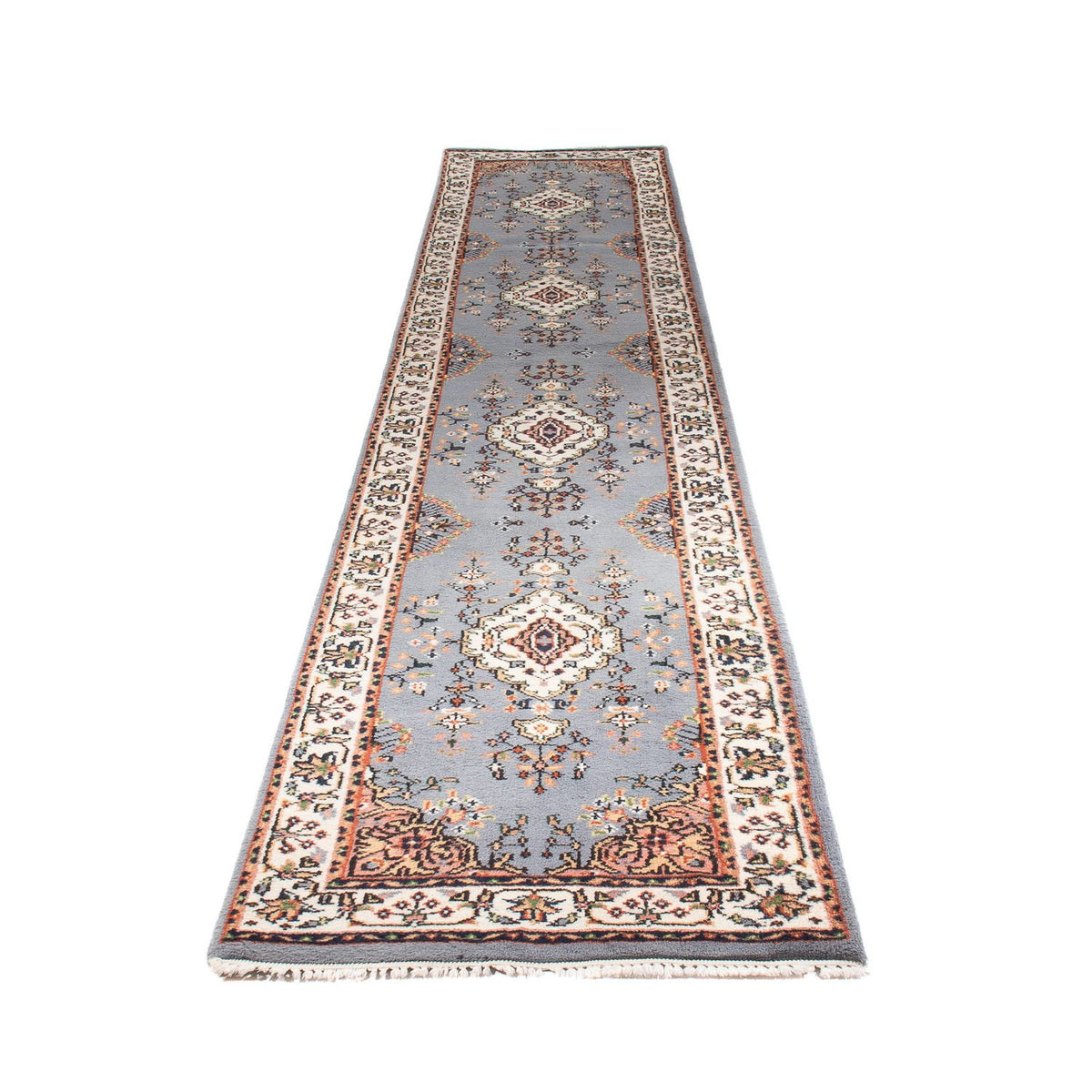 Tappeto corsia Tappeto orientale - Indo - 400 x 80 cm - blu chiaro