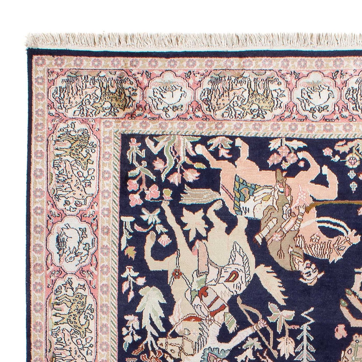 Tappeto di seta - Seta del Kashmir - 215 x 133 cm - blu scuro