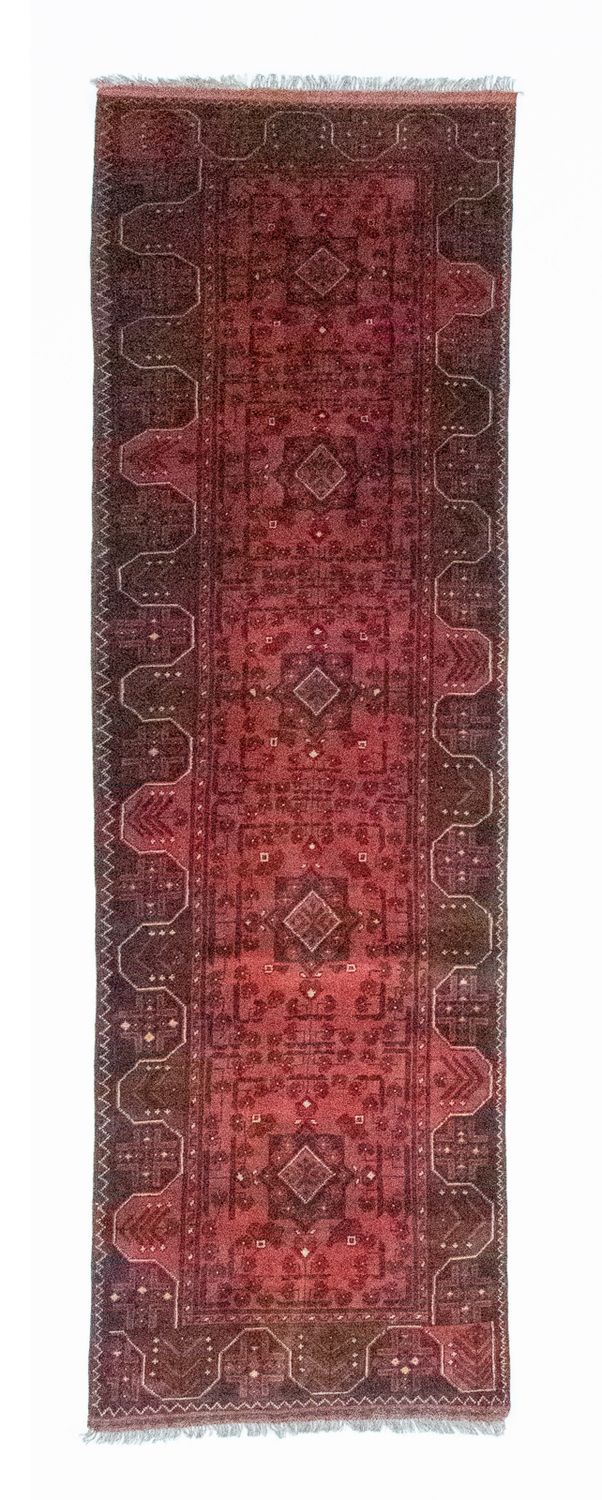 Tappeto corsia Tappeto afgano - Kunduz - 295 x 75 cm - rosso