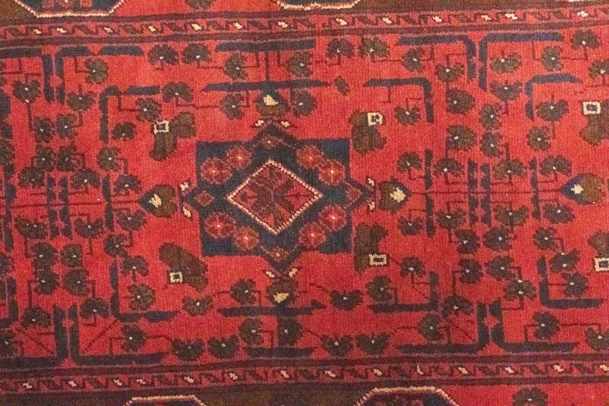 Tappeto corsia Tappeto afgano - Kunduz - 295 x 75 cm - rosso