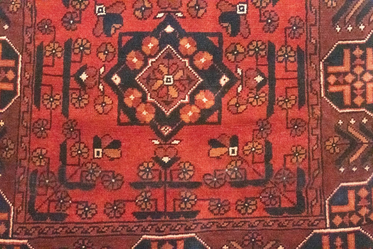 Tappeto corsia Tappeto afgano - Kunduz - 288 x 78 cm - rosso