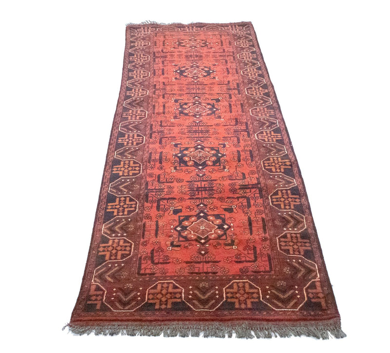 Tappeto corsia Tappeto afgano - Kunduz - 288 x 78 cm - rosso