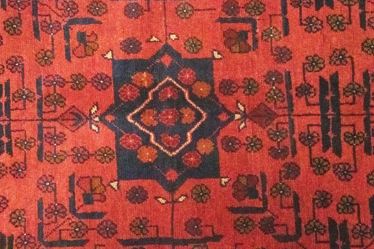 Tappeto corsia Tappeto afgano - Kunduz - 298 x 79 cm - rosso