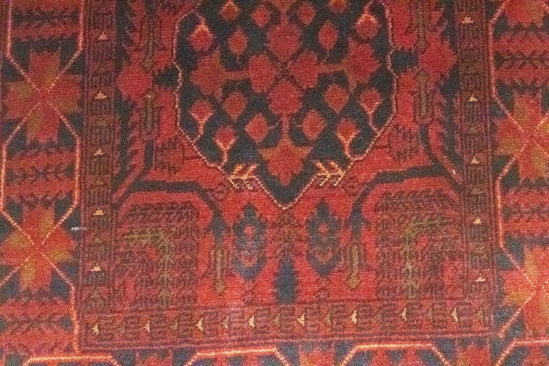 Tappeto corsia Tappeto afgano - Kunduz - 390 x 82 cm - rosso