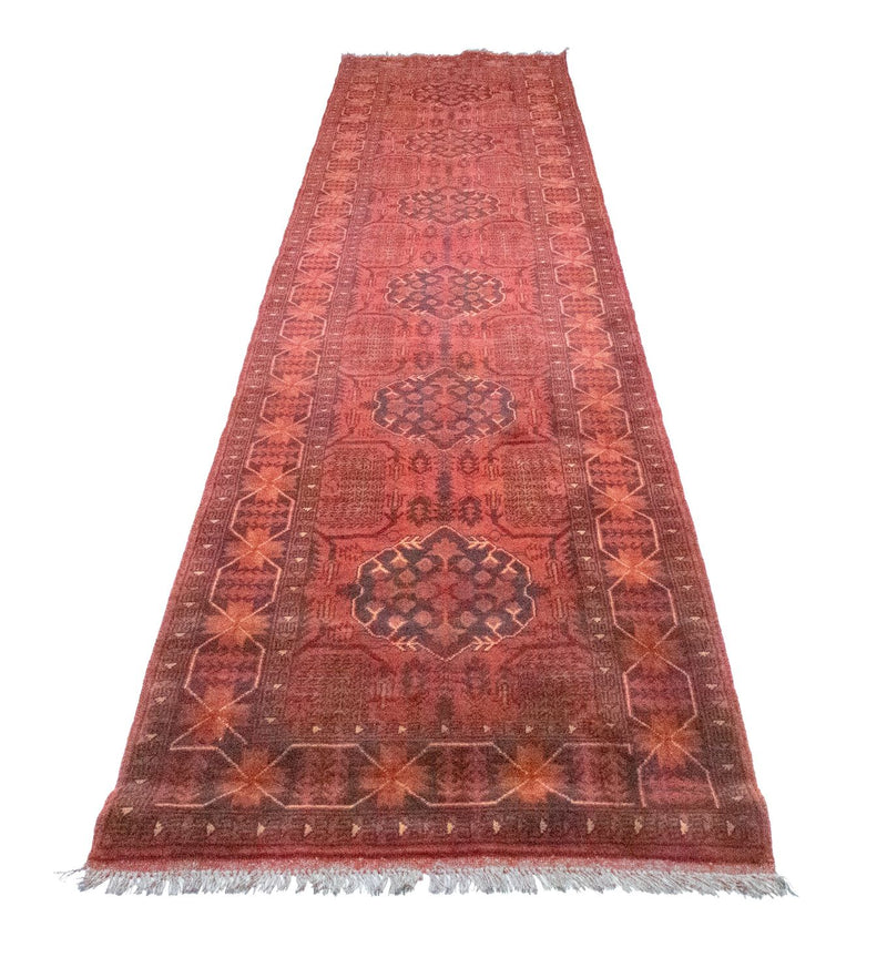Tappeto corsia Tappeto afgano - Kunduz - 390 x 82 cm - rosso