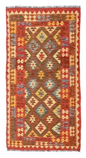 Tappeto corsia Tappeto Kelim - Orientale - 190 x 99 cm - rosso