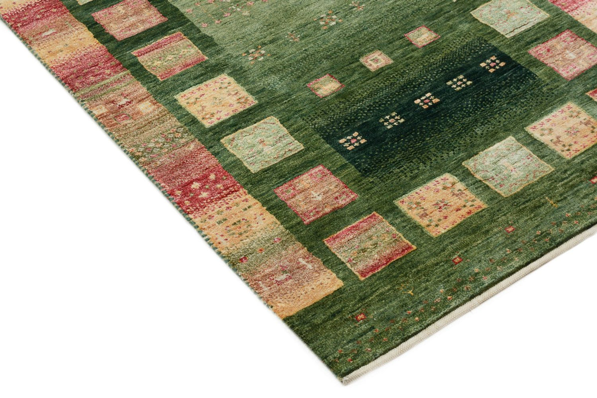 Tappeto corsia Tappeto Gabbeh - Loribaft Indus - 296 x 82 cm - verde