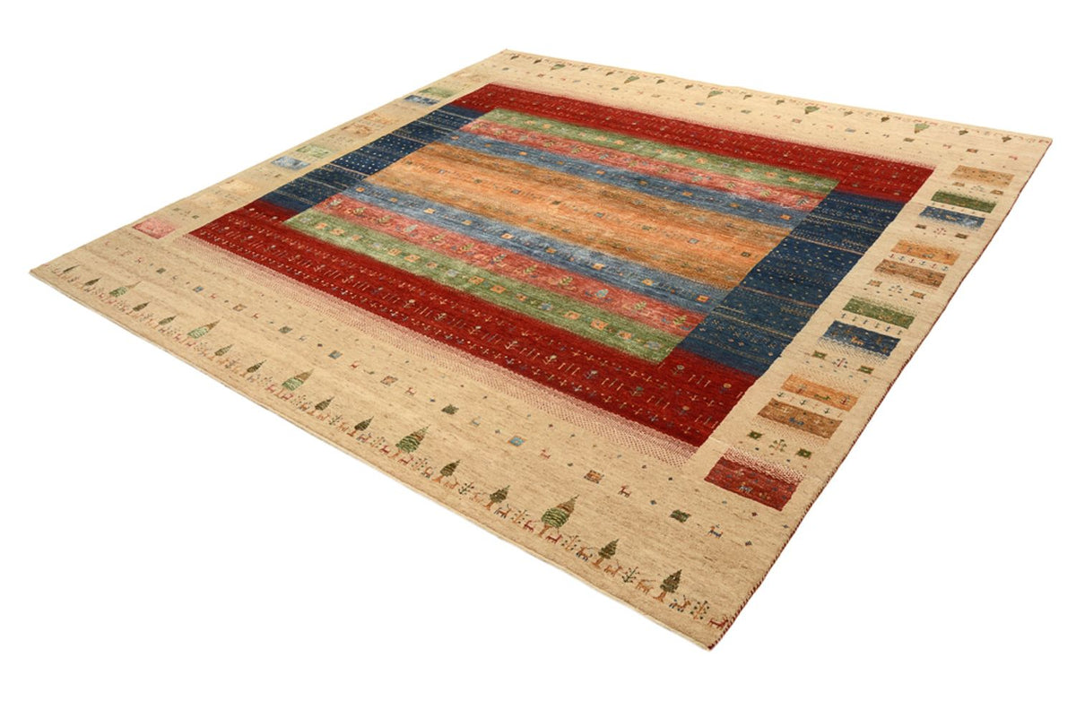 Tappeto Gabbeh - Loribaft Indus quadrato  - 253 x 246 cm - multicolore