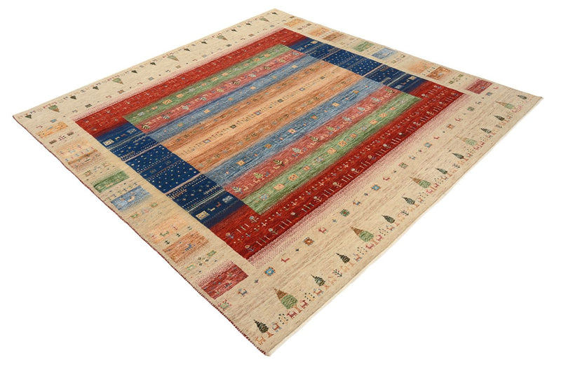 Tappeto Gabbeh - Loribaft Indus quadrato  - 203 x 203 cm - multicolore