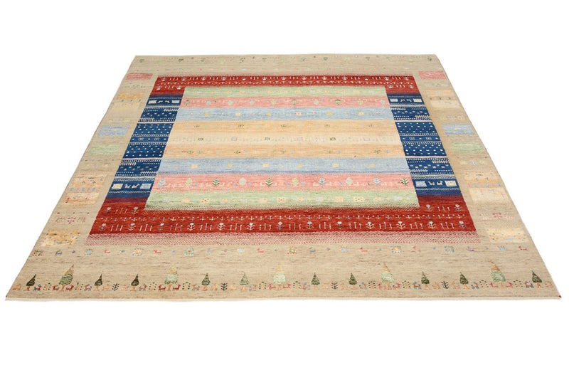 Tappeto Gabbeh - Loribaft Indus quadrato  - 203 x 203 cm - multicolore