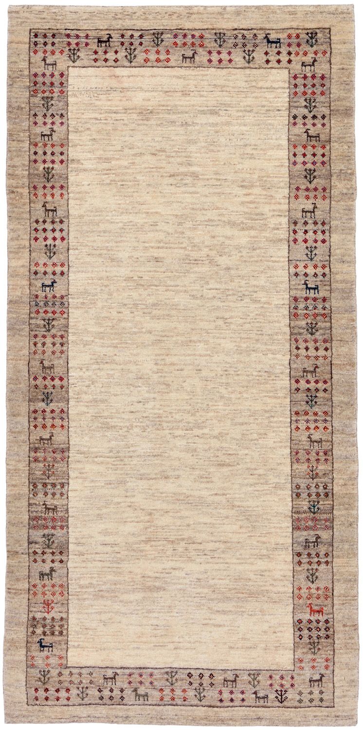 Tappeto corsia Tappeto Gabbeh - Loribaft Persero - 176 x 84 cm - sabbia