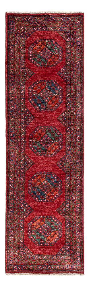 Tappeto corsia Tappeto afgano - Kunduz - 291 x 87 cm - rosso