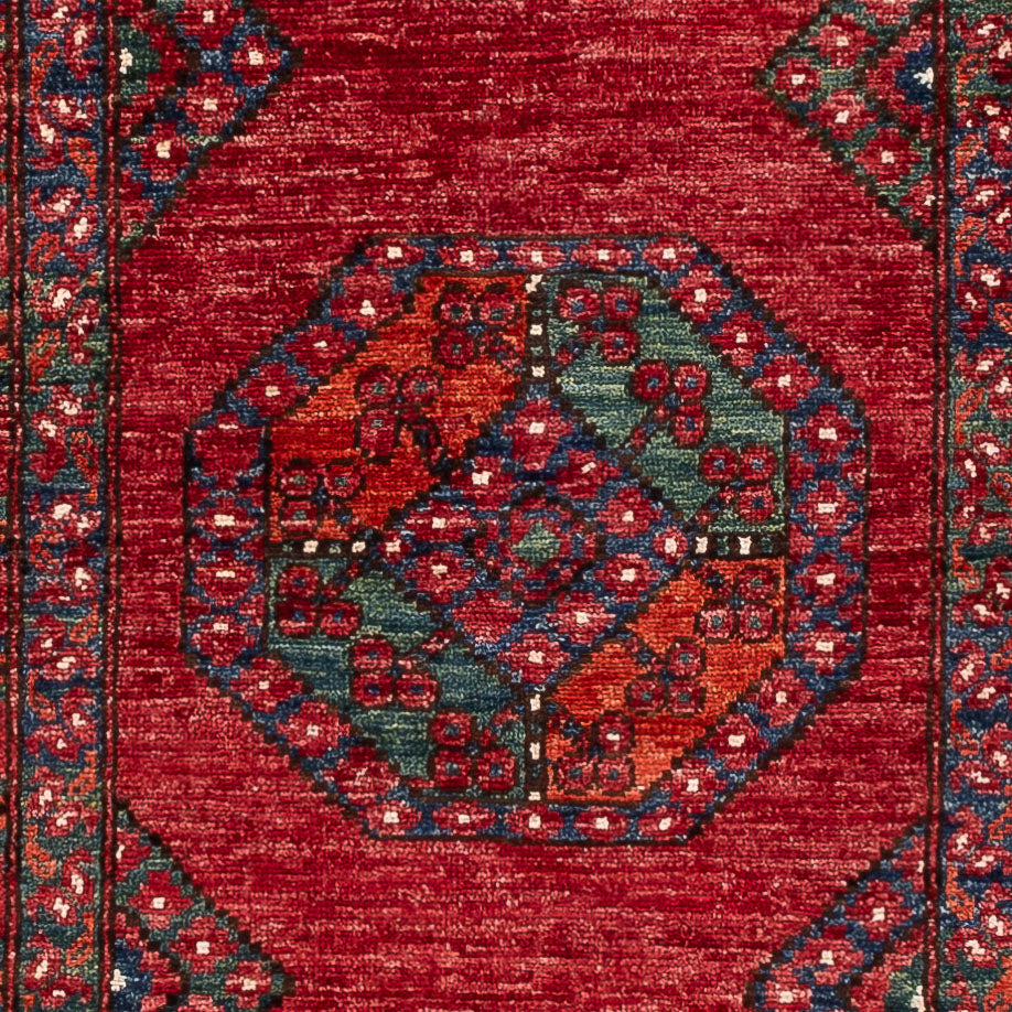 Tappeto corsia Tappeto afgano - Kunduz - 291 x 87 cm - rosso